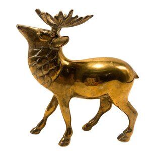 Vintage Brass Deer Stag Figurine Sculpture 8" Mid-Century Home Decor Accent Piec